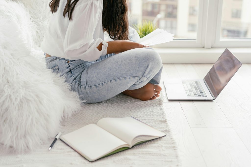 Female student studying